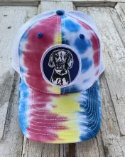 Bravefriend Tie Dyed Trucker Hat with "Tanner" Circle Patch
